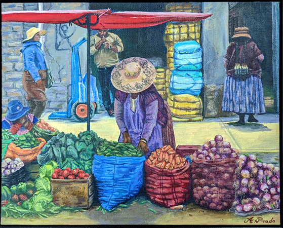 Adriana Prado - Bolivian Market  acrylic
