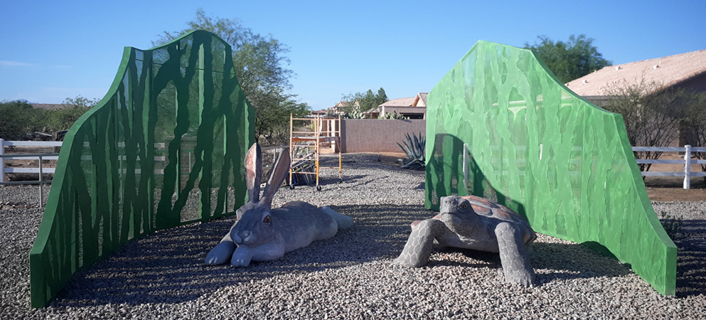 Valencia Road Public Art: Rabbit & Tortoise Bench