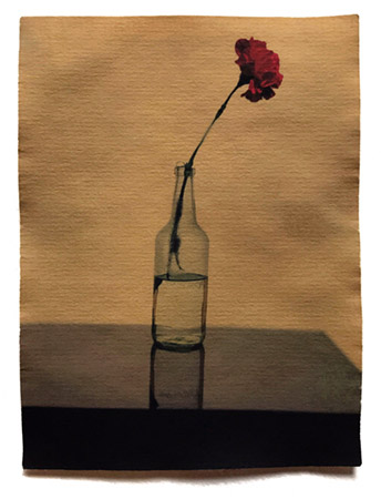 Carnation in Glass Bottle