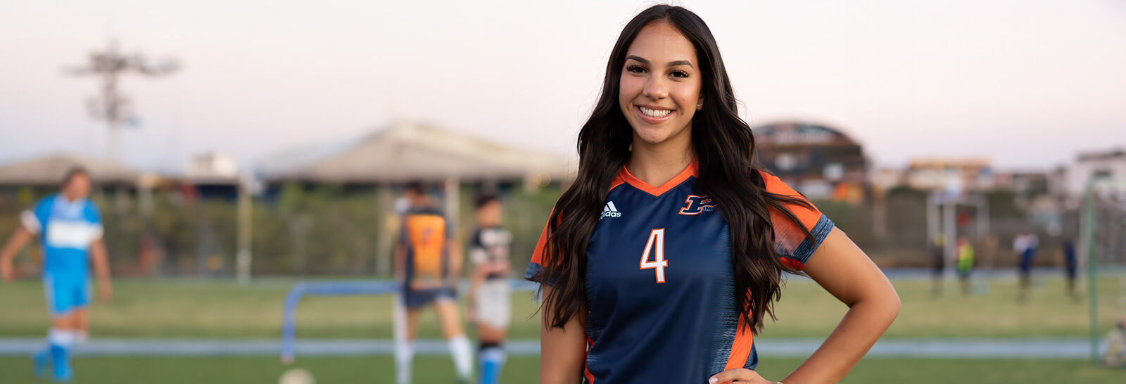 Gabi Amparano poses for the camera at the PCC soccer field.