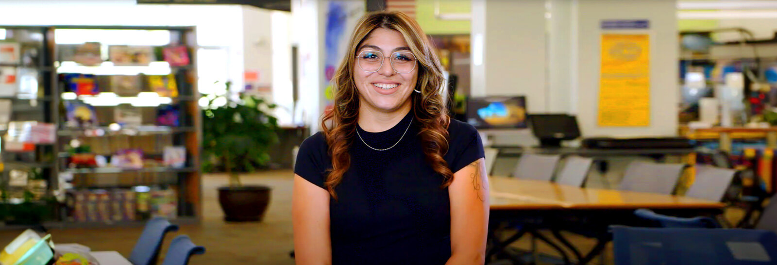 Jocely Valles poses for the camera at Pima's east campus.