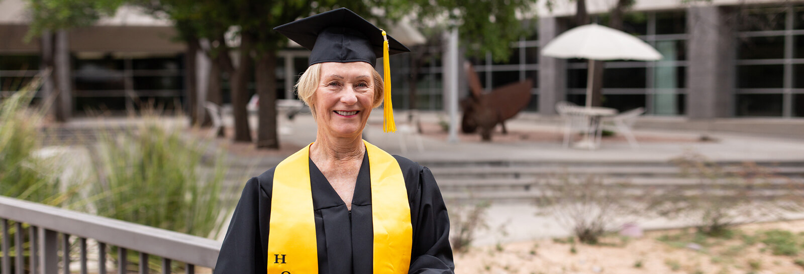 Patricia Owen poses in her cap and gown.