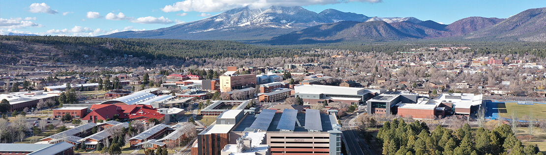 An aerial shot of NAU in Flagstaff, Arizona