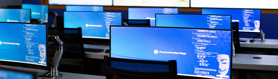 Pima's Fusion Center computers from the back of the classroom