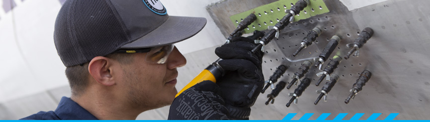 Aviation student working on airplane